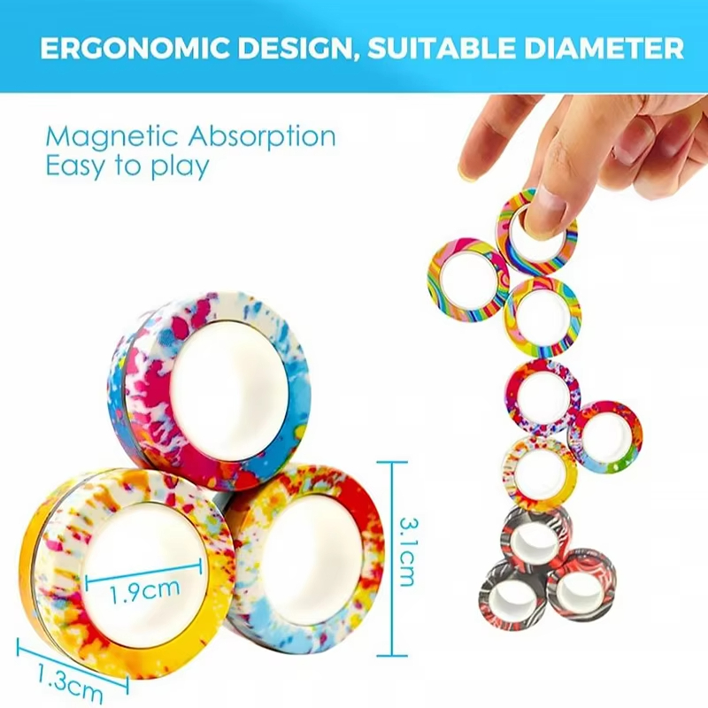 3 Chiếc Mới Nâng Cấp Fidget Từ Nhẫn Chống Căng Thẳng Đồ Chơi Nam Châm Nhiều Màu Sắc Spinner Nhẫn Giảm Căng Thẳng Đầu Ngón Tay Đồ Chơi Dành Cho Người Lớn