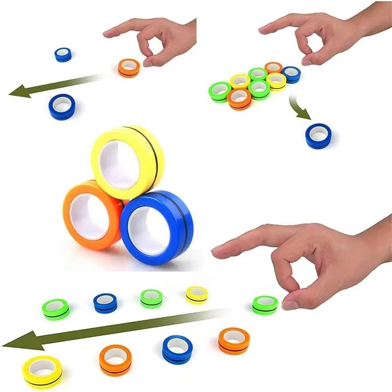 3 Chiếc Mới Nâng Cấp Fidget Từ Nhẫn Chống Căng Thẳng Đồ Chơi Nam Châm Nhiều Màu Sắc Spinner Nhẫn Giảm Căng Thẳng Đầu Ngón Tay Đồ Chơi Dành Cho Người Lớn