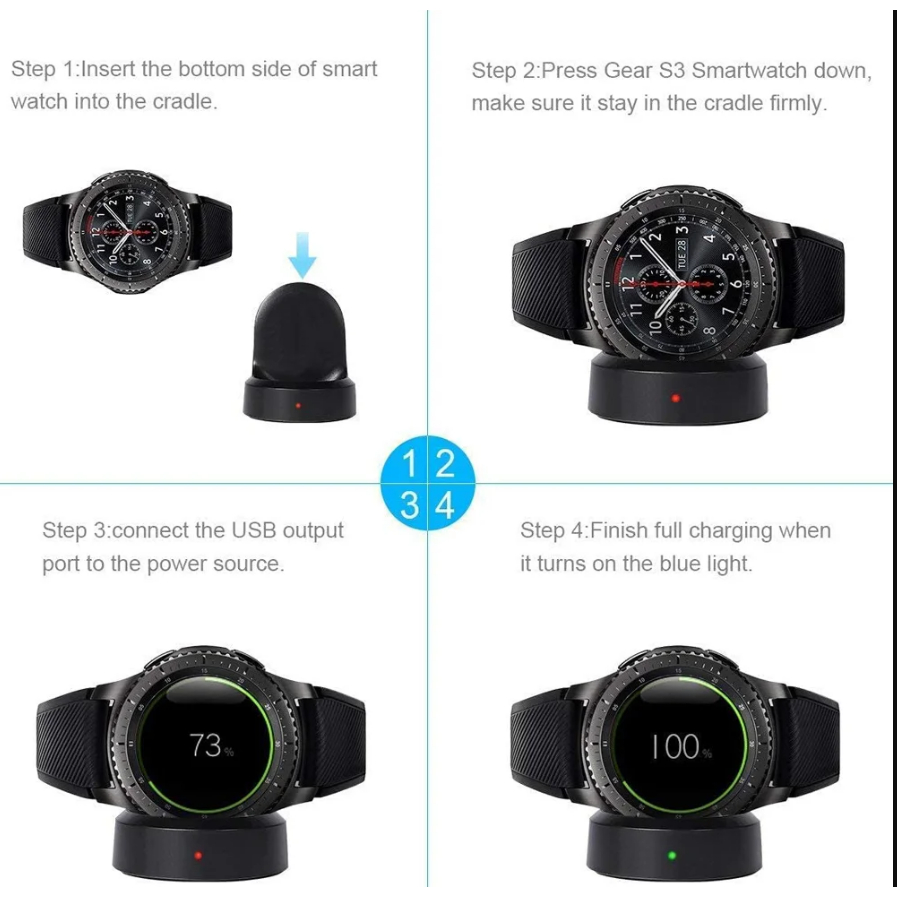 Đế Sạc Nhanh Không Dây Cho Samsung Gear S3 / S2 Frontier Watch Cáp Sạc Cho Samsung Gear S3 Biên Giới Sạc