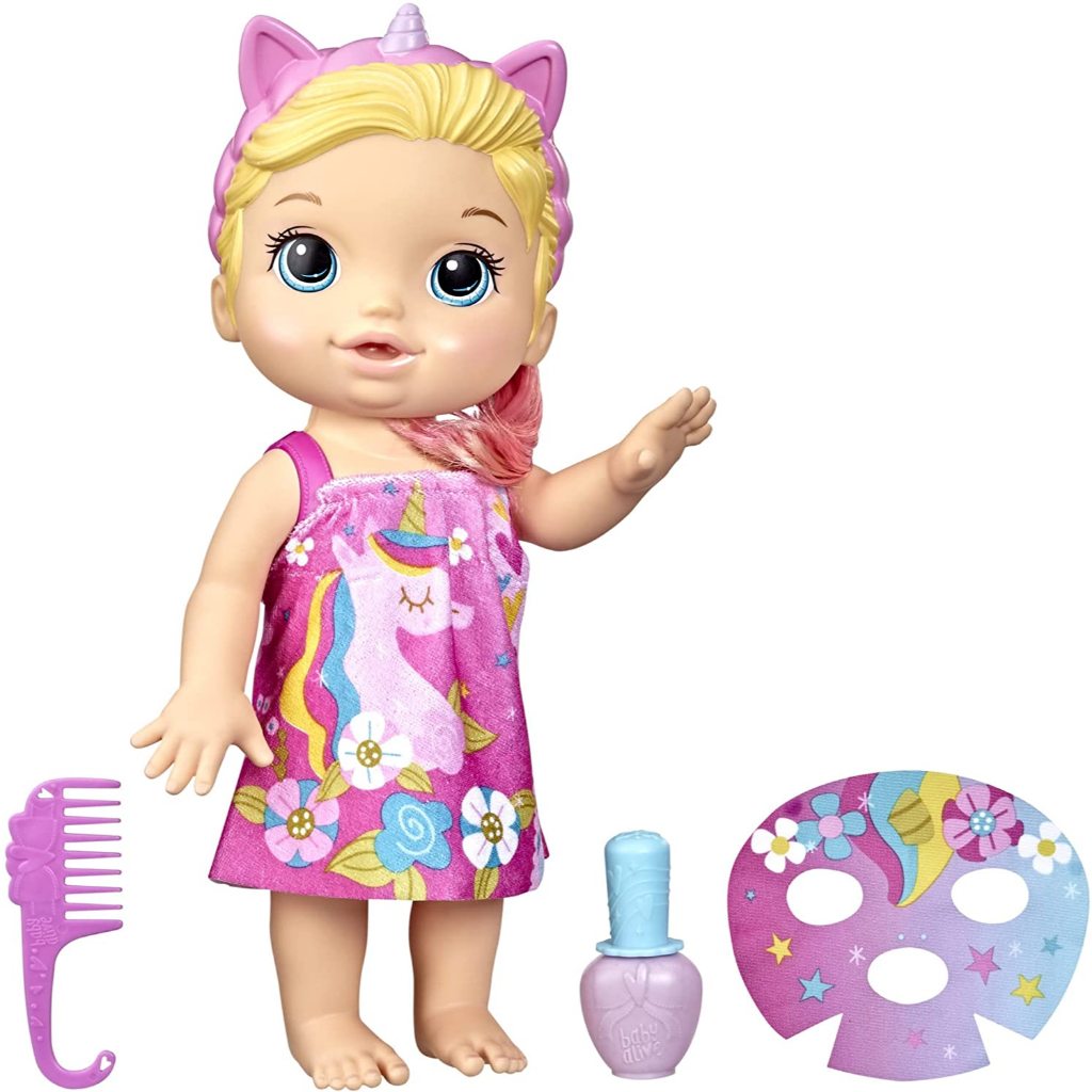 Baby Alive Glam Spa Búp bê bé Kỳ lân Đồ chơi trang điểm F3564