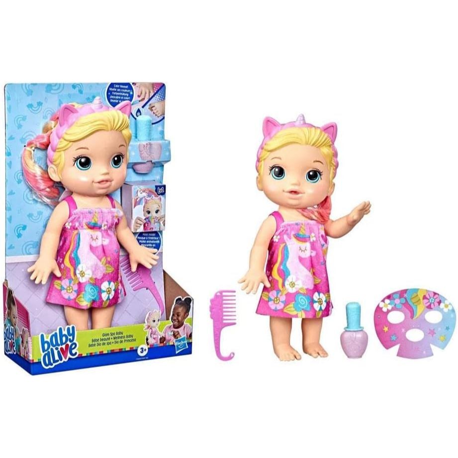 Baby Alive Glam Spa Búp bê bé Kỳ lân Đồ chơi trang điểm F3564