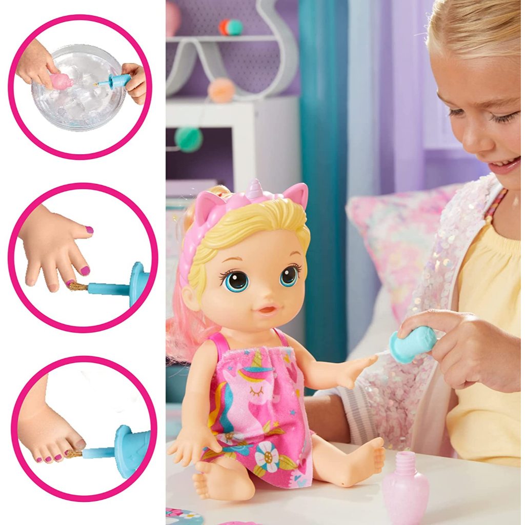 Baby Alive Glam Spa Búp bê bé Kỳ lân Đồ chơi trang điểm F3564