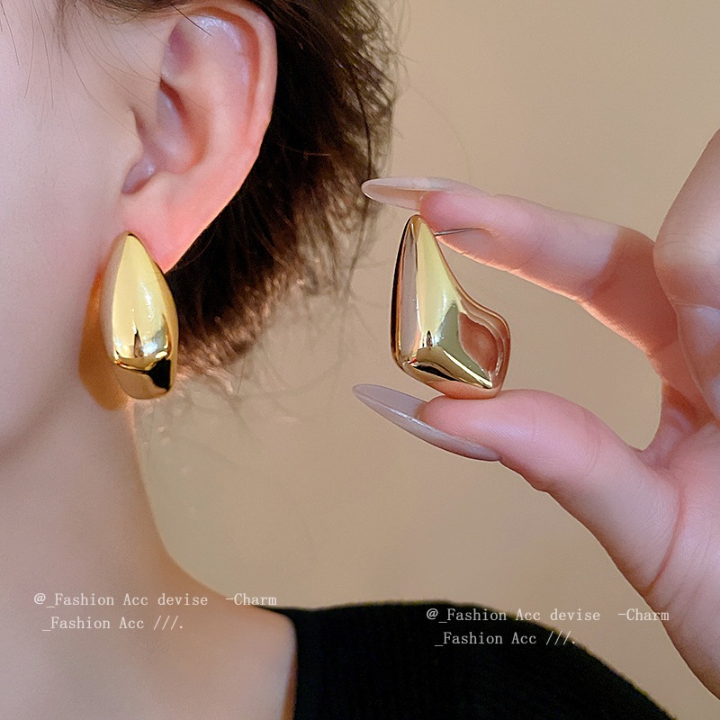 [Jewbeauty] Bông tai kim loại hình chữ C thả kim loại tiên tiến Bông tai châu Âu và Mỹ đơn giản thiết kế cá tính bông tai bán buôn nữ