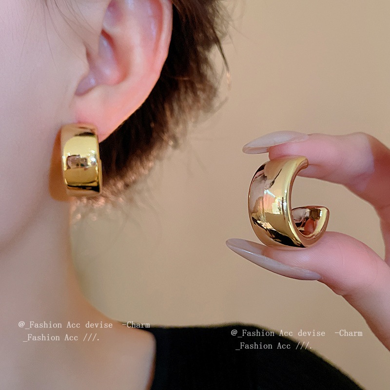 [Jewbeauty] Bông tai kim loại hình chữ C thả kim loại tiên tiến Bông tai châu Âu và Mỹ đơn giản thiết kế cá tính bông tai bán buôn nữ