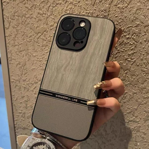Ốp điện thoại chống sốc bằng da bằng gỗ sang trọng cho iPhone 16 15 14 13 12 11 Pro MAX 14 15 Plus iPhone XS MAX XR 7 8 Plus 12 13 Vỏ bảo vệ ống kính Mini