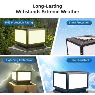 Đèn trụ năng lượng mặt trời 4 màu Đèn năng lượng mặt trời ngoài trời chống nước Đèn cổng sân vườn Đèn tường Led Hàng rào đèn đăng đèn ngoài trời