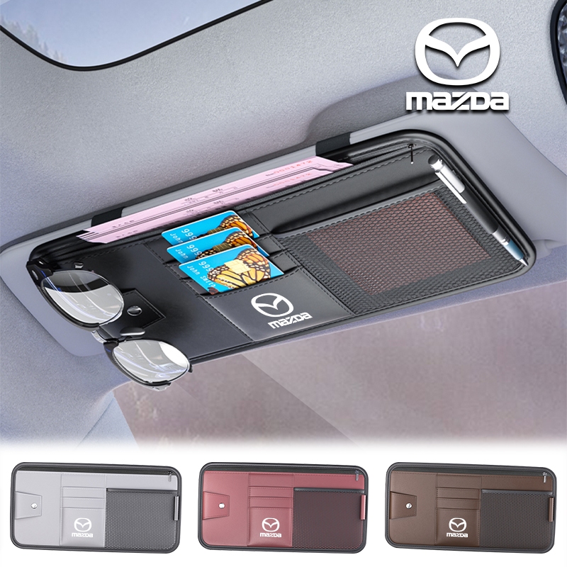 1 / 2 Chiếc Đa Năng Ô Tô Tấm Che Nắng Túi Kính Napa Da Thẻ Vé Son Môi Bảo Quản Dành Cho Xe Mazda 2 3 5 6 2017 CX-4 CX-5 CX-7 CX-9 CX-3 CX-5