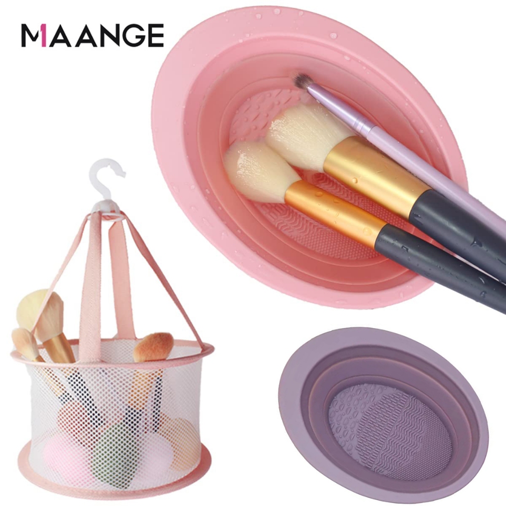 Ảnh Dụng cụ giặt cọ và mút trang điểm MAANGE tiện lợi gồm thảm giặt và lưới phơi cọ 1343 1