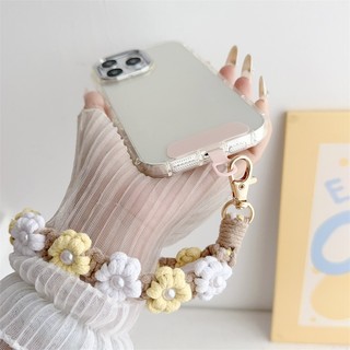 Dây Điện Thoại Di Động Cổ Tay Dây Ngắn Bện Hoa Cúc Bohemian Dây Ngắn Điện Thoại Di Động Dây Xích Chống Mất
