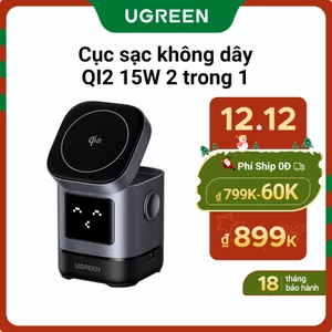 Mới được giảm giá Bộ sạc không dây Ugreen 2 trong 1 UNO 25W Max Qi2, 15W Max cho iPone 15 Pro Max, 5W cho Airpods