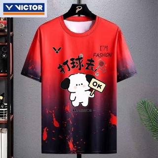 Áo sơ mi cầu lông mới của Victor nam nữ lưới thấm mồ hôi áo quần vợt tay ngắn thi đấu tập luyện trẻ em hàng đầu thể thao