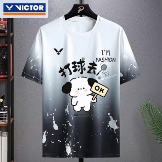 Áo sơ mi cầu lông mới của Victor nam nữ lưới thấm mồ hôi áo quần vợt tay ngắn thi đấu tập luyện trẻ em hàng đầu thể thao