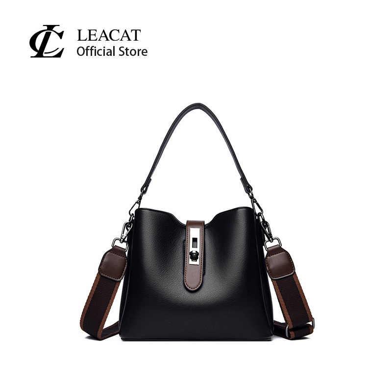 Túi xô nước Leacat, túi thiết thực, túi đeo chéo, túi xách nữ cao cấp, túi xô nước da mềm một vai