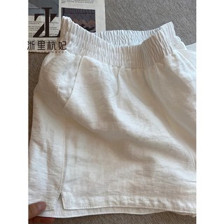 ZHELIHANGFEI Quần short thoáng khí có khe trắng dành cho nữ mùa hè, mỏng, dáng rộng, nhỏ, đa năng, quần ống rộng thông thường giảm béo chữ A