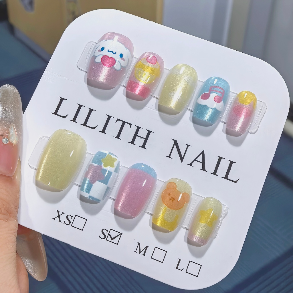 Quế Chó Mèo Mắt Móng Tay Giả Móng Tay Giả Nailbox Làm Móng Tay Miếng Dán Mắt Mèo Sanrio
