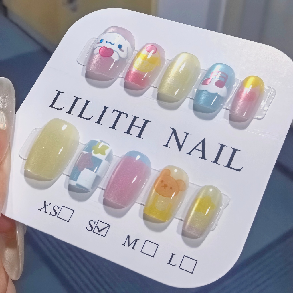 Quế Chó Mèo Mắt Móng Tay Giả Móng Tay Giả Nailbox Làm Móng Tay Miếng Dán Mắt Mèo Sanrio