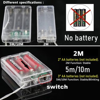 Đèn LED Dây 10M 5M 2M Đèn Cổ Tích Nhà Giáng Sinh Trang Trí Tiệc Cưới Bằng 3 * AA Hoạt Động Bằng Pin 2025 Năm Mới Trang Trí Nhà Cửa Đèn