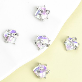 10 Chiếc Tinh Tế Dreamy Love Heart Series Giả Đá Mặt Trăng Thủy Tinh khảm Hợp Kim Quyến Rũ - Ngày Lễ Tình Nhân Lãng Mạn Cặp Đôi Trang Sức Quà Tặng Vòng Cổ Vòng Tay Bông Tai DIY Mặt Dây Kim Loại Bóng
