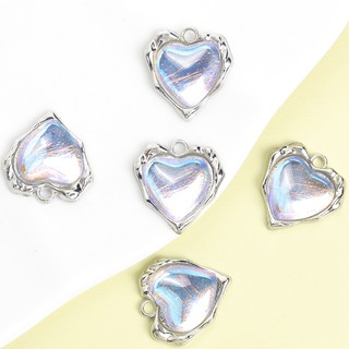 10 Chiếc Tinh Tế Dreamy Love Heart Series Giả Đá Mặt Trăng Thủy Tinh khảm Hợp Kim Quyến Rũ - Ngày Lễ Tình Nhân Lãng Mạn Cặp Đôi Trang Sức Quà Tặng Vòng Cổ Vòng Tay Bông Tai DIY Mặt Dây Kim Loại Bóng