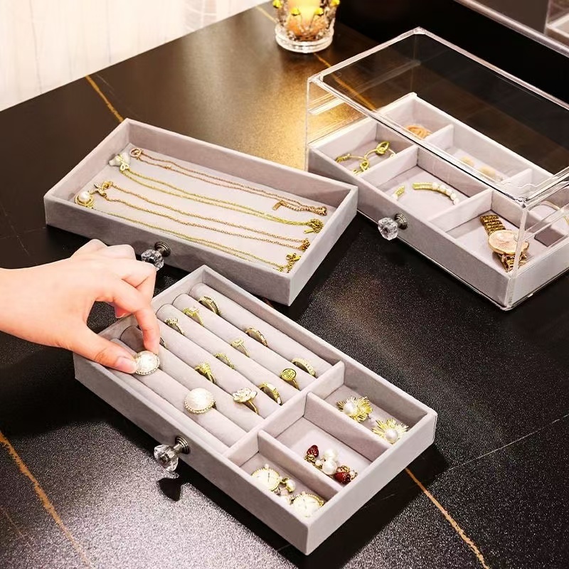 Acrylic Ngăn Kéo-Loại Hộp Bảo Quản Trang Sức Cho Nhẫn Bông Tai Dây Chuyền Bảo Quản
