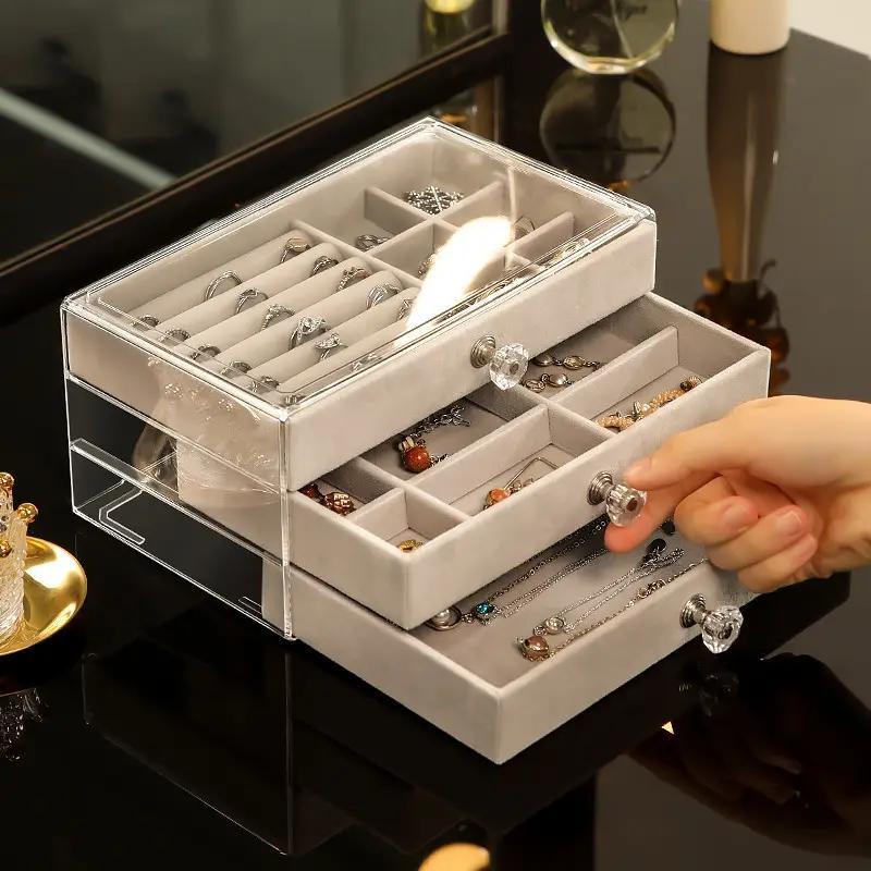 Acrylic Ngăn Kéo-Loại Hộp Bảo Quản Trang Sức Cho Nhẫn Bông Tai Dây Chuyền Bảo Quản