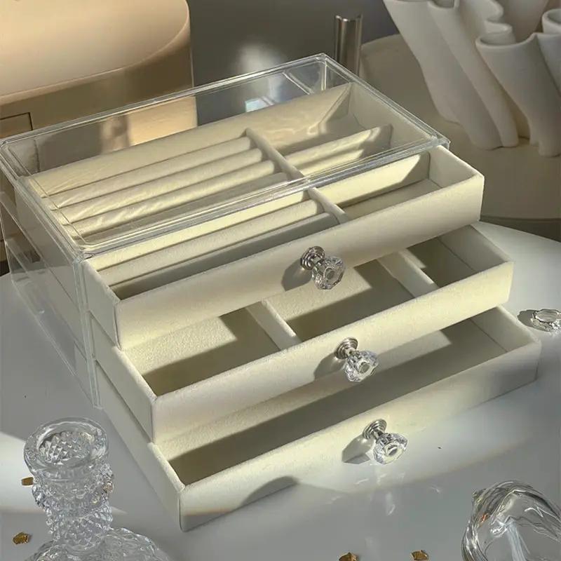 Acrylic Ngăn Kéo-Loại Hộp Bảo Quản Trang Sức Cho Nhẫn Bông Tai Dây Chuyền Bảo Quản