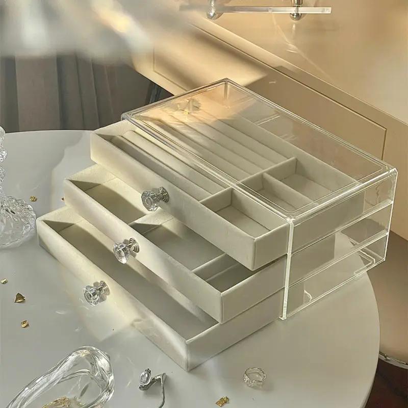Acrylic Ngăn Kéo-Loại Hộp Bảo Quản Trang Sức Cho Nhẫn Bông Tai Dây Chuyền Bảo Quản