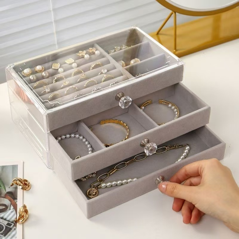 Acrylic Ngăn Kéo-Loại Hộp Bảo Quản Trang Sức Cho Nhẫn Bông Tai Dây Chuyền Bảo Quản