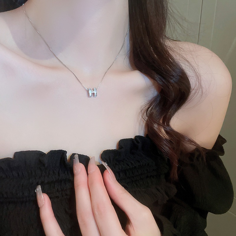 Vòng cổ chữ Zircon Mạ vàng thật thời trang nhẹ sang trọng xương đòn dây chuyền thiết kế cá tính phụ kiện khí chất bán buôn nữ