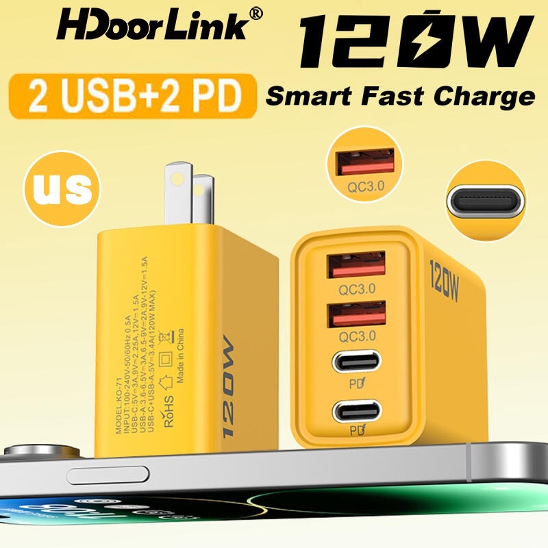 Ảnh HdoorLink PD Sạc Siêu Nhanh Dual PD USB 4 Cổng Sạc Nhanh Cho Samsung Xiaomi US Sạc Cắm 1