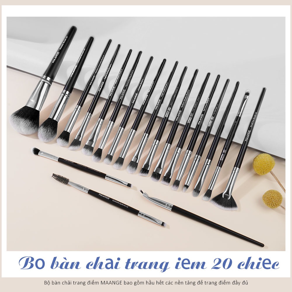 Ảnh Bộ 20 cọ makeup MAANGE lông mềm cao cấp kèm hộp đựng cọ trang điểm cầm tay 5748H 2