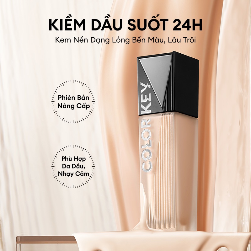 Ảnh Kem Nền COLORKEY Dạng Lỏng Chân Ái Cho Da Dầu Cho Lớp Trang Điểm Lì Mỏng Nhẹ và Lâu Trôi 30g 3