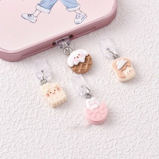 Điện Thoại Di Động Chống Bụi Cắm DIY Nhựa Hoạt Hình Kem Hồng Bánh Quy Thỏ Sôcôla Chó Mặt Dây Chuyền Nhỏ Lỗ Điện Thoại Di Động Chống Bụi Cắm