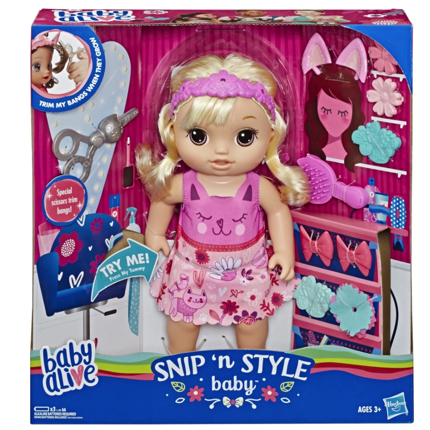 Búp bê nói chuyện tóc vàng Baby Alive Snip 'n Style E5241