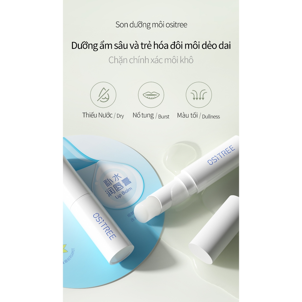 Ositree Son dưỡng môi dưỡng ẩm dưỡng ẩm son môi không màu chăm sóc 3.5 g