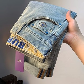 Quần jean nam ESEA thiết kế thêu thẳng thon vừa vặn phong cách Hàn Quốc quần jean chất lượng cao