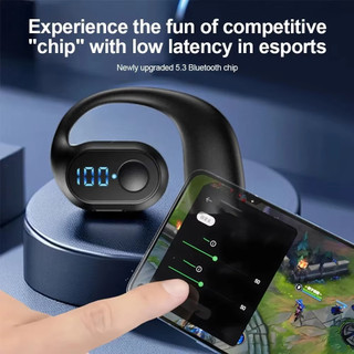 Tai nghe không dây Bluetooth 5.4 Tai nghe dẫn truyền xương nhẹ Tai nghe Móc tai Màn hình LED Gọi HD Mic Âm thanh vòm Tai nghe