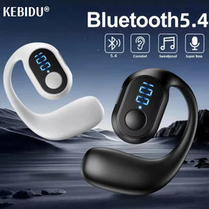 Tai nghe không dây Bluetooth 5.4 Tai nghe dẫn truyền xương nhẹ Tai nghe Móc tai Màn hình LED Gọi HD Mic Âm thanh vòm Tai nghe