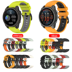 Dây đeo đa năng hai tông màu 20mm 22mm 26mm cho Garmin fenix 5 5S 6S 7S 7 7X 8 Dây đeo silicon thông minh có thể điều chỉnh với đơn