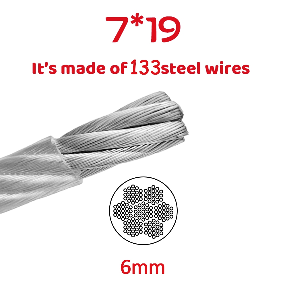 Đường kính 1 / 1.2 / 1.5 / 2 / 3 / 4 / 5 / 6mm 304PVC Dây thép mềm bọc dây thép không gỉ