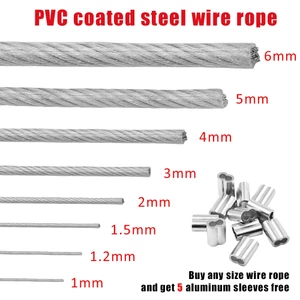 Đường kính 1 / 1.2 / 1.5 / 2 / 3 / 4 / 5 / 6mm 304PVC Dây thép mềm bọc dây thép không gỉ
