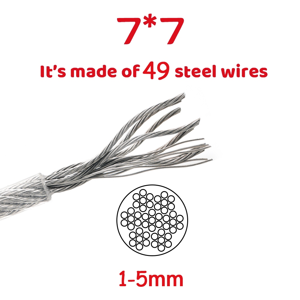 Đường kính 1 / 1.2 / 1.5 / 2 / 3 / 4 / 5 / 6mm 304PVC Dây thép mềm bọc dây thép không gỉ