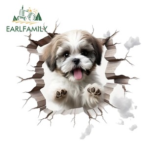 EARLFAMILY 13cm Dễ Thương Chó Xé Xe Miếng Dán Vali Ván Lướt Sóng Kính Chắn Gió Mũ Bảo Hiểm Vinyl Chống Thấm Nước Decal Chống Trầy Xước Nhãn Xe Sáng Tạo