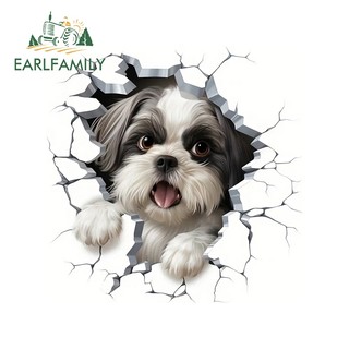 EARLFAMILY 13cm Dễ Thương Chó Xé Xe Miếng Dán Vali Ván Lướt Sóng Kính Chắn Gió Mũ Bảo Hiểm Vinyl Chống Thấm Nước Decal Chống Trầy Xước Nhãn Xe Sáng Tạo