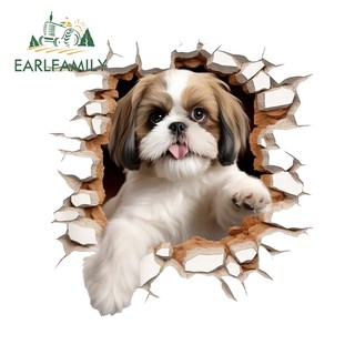 EARLFAMILY 13cm Dễ Thương Chó Xé Xe Miếng Dán Vali Ván Lướt Sóng Kính Chắn Gió Mũ Bảo Hiểm Vinyl Chống Thấm Nước Decal Chống Trầy Xước Nhãn Xe Sáng Tạo