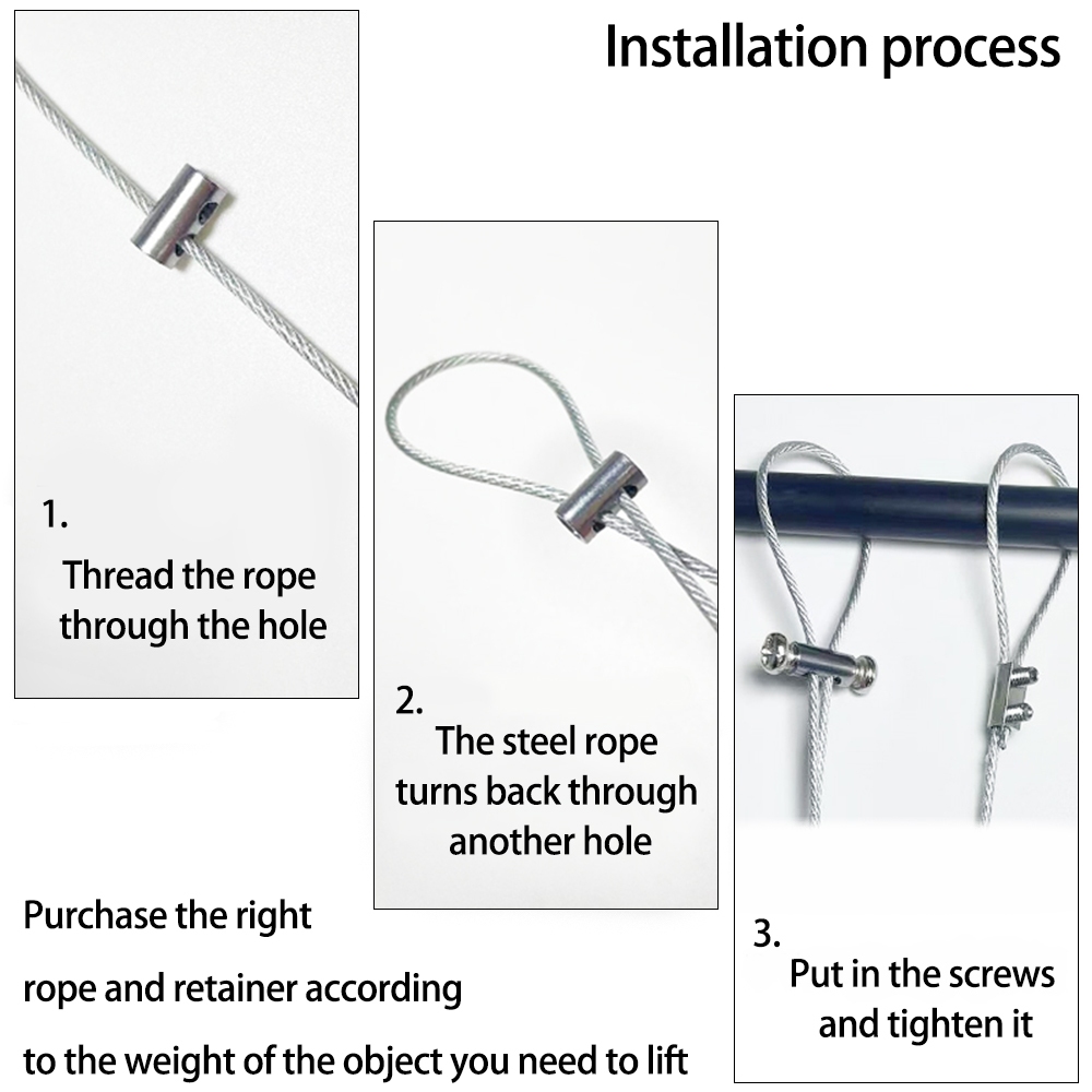 1-4mm Có Thể Điều Chỉnh Dây Thép Kẹp Cho Khóa Phụ Kiện Chiếu Sáng Chậu Cây Treo Sling Vít Cố Định Cáp Dụng Cụ