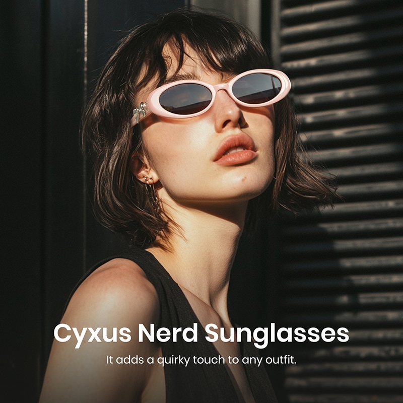 Cyxus Kính Mát Hàn Quốc Y2K Retro Cho Nữ Gọng Oval Đính Nơ UV400 Bảo Vệ Mắt Phong Cách Độc Đáo Ngoài Trời 1234