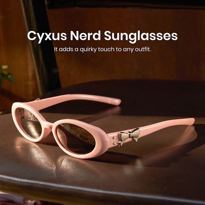 Cyxus Kính Mát Hàn Quốc Y2K Retro Cho Nữ Gọng Oval Đính Nơ UV400 Bảo Vệ Mắt Phong Cách Độc Đáo Ngoài Trời 1234