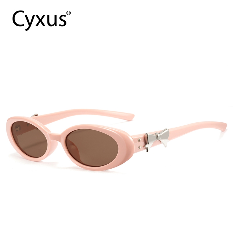 Cyxus Kính Mát Hàn Quốc Y2K Retro Cho Nữ Gọng Oval Đính Nơ UV400 Bảo Vệ Mắt Phong Cách Độc Đáo Ngoài Trời 1234
