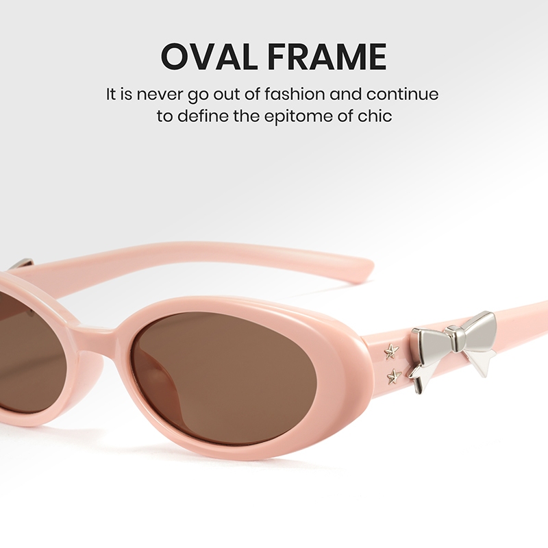 Cyxus Kính Mát Hàn Quốc Y2K Retro Cho Nữ Gọng Oval Đính Nơ UV400 Bảo Vệ Mắt Phong Cách Độc Đáo Ngoài Trời 1234